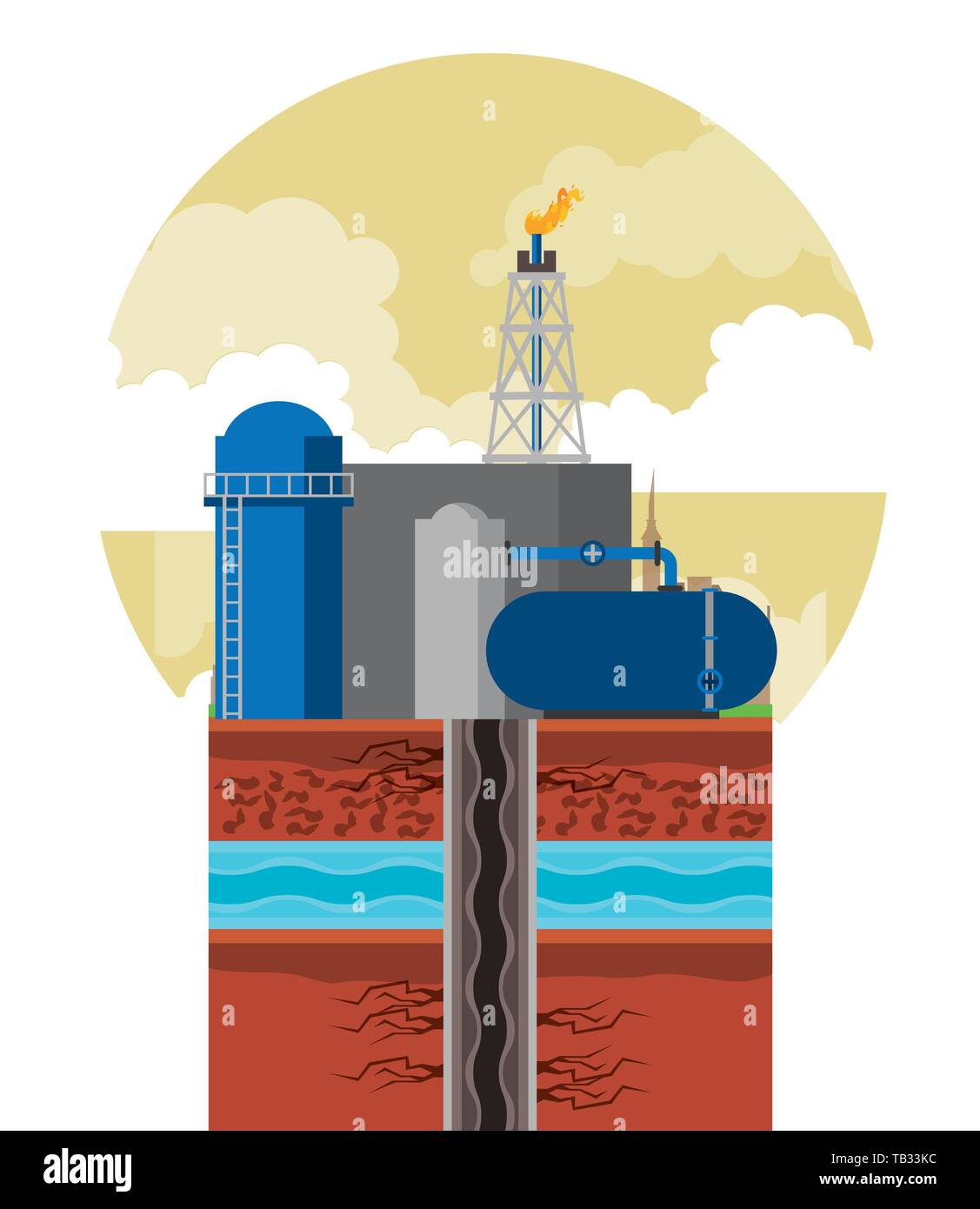 L'industrie du pétrole et de machines Illustration de Vecteur