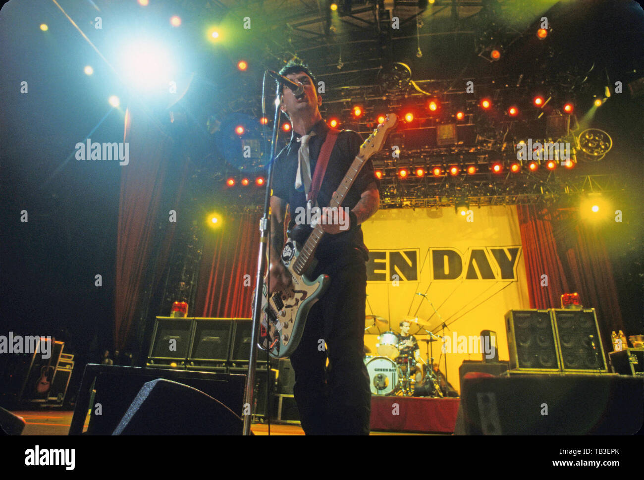 Groupe de rock américain Green Day avec Tre Cool et Billie Joe Armstrong en concert à l