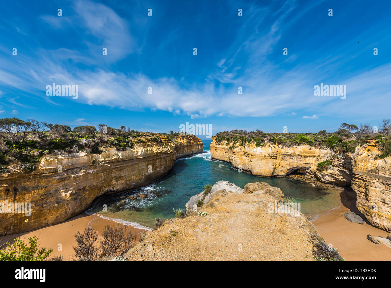 Vue sur le Loch Ard Gorge à Port Campbell, Victoria, Australie Banque D'Images