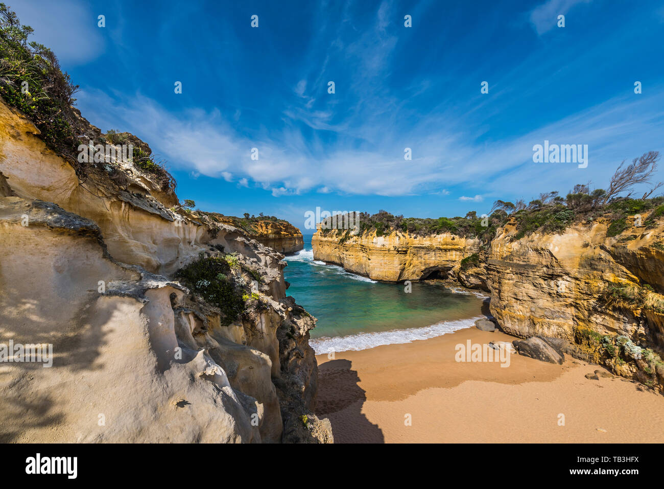 Vue sur le Loch Ard Gorge à Port Campbell, Victoria, Australie Banque D'Images