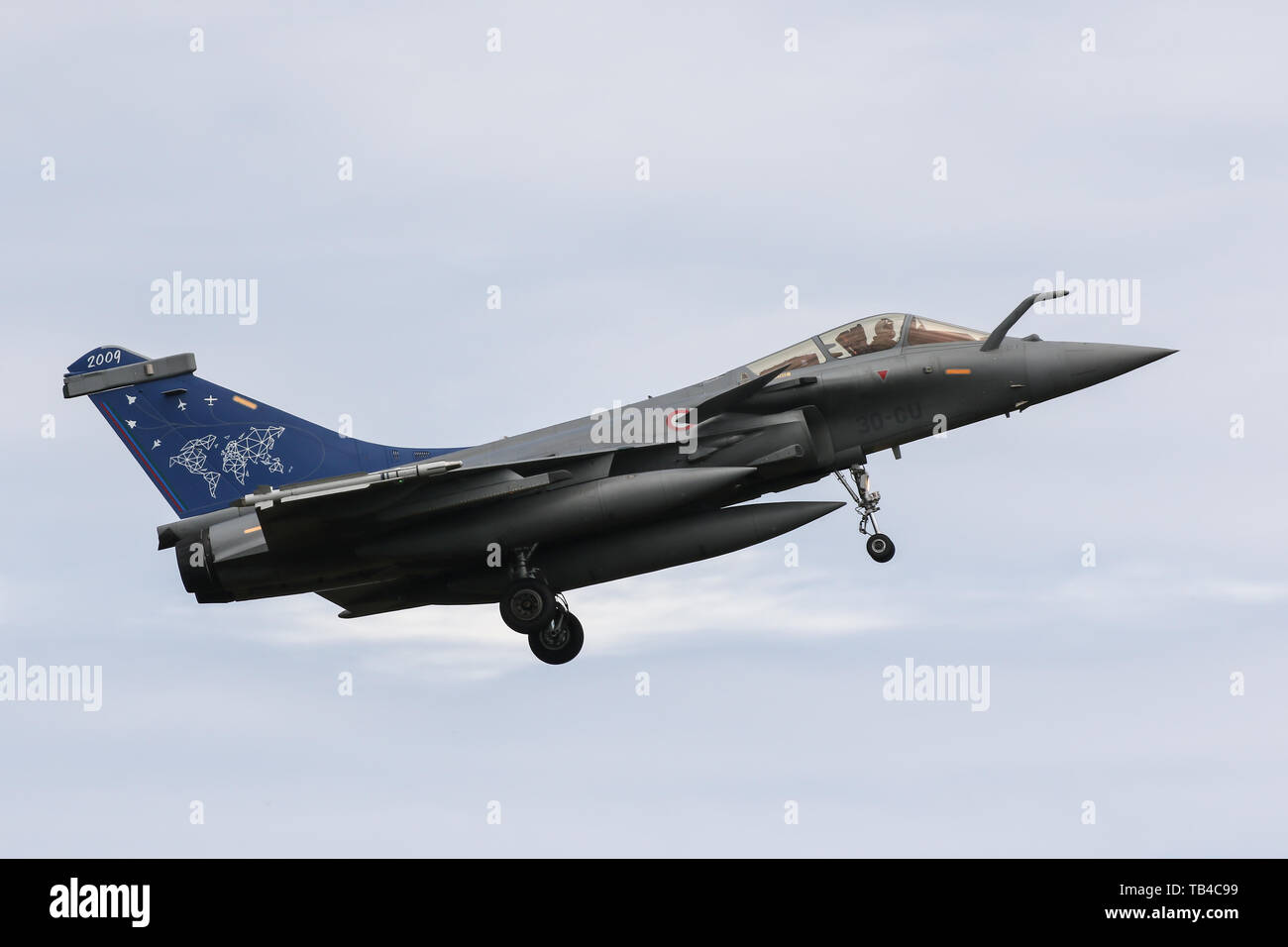 Une armée de l'Air française Dassault Rafale C atterrit à Mont-de-Marsan Air Base au cours de l'exercice OTAN Tiger Meet 2019 Banque D'Images