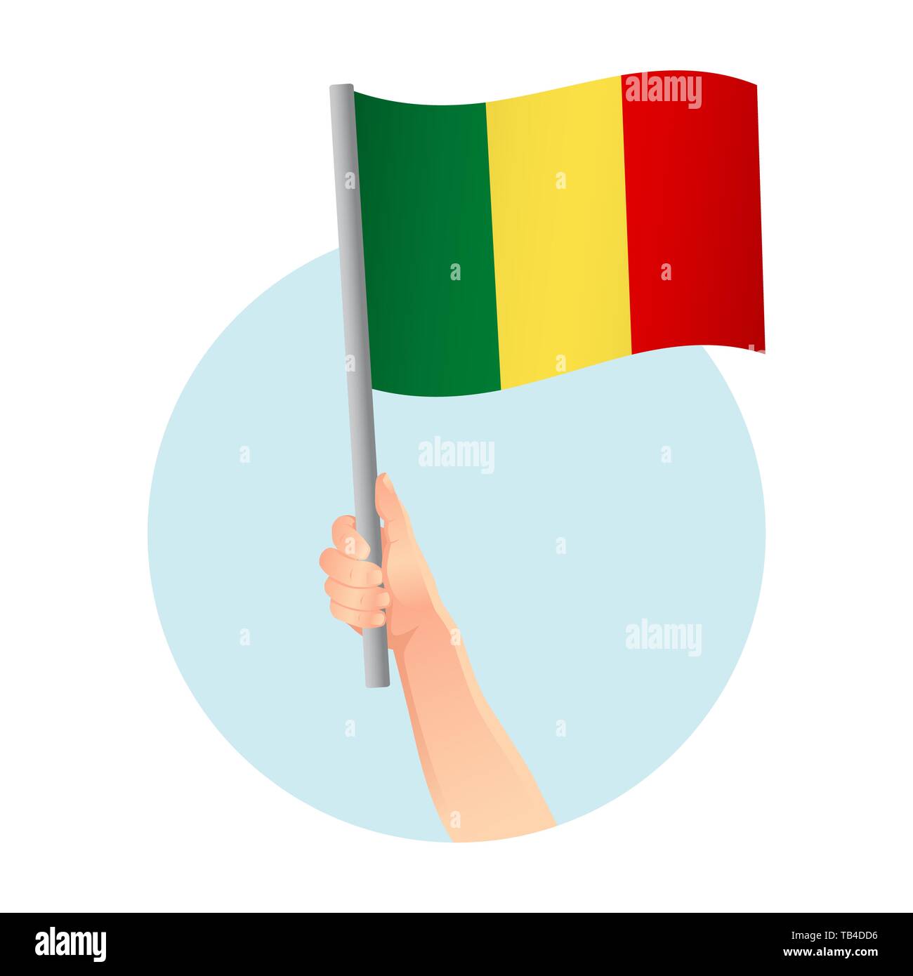 Mali drapeau dans la main. Contexte patriotique. Drapeau national du Mali illustration Banque D'Images