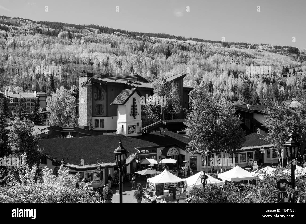 Vail, Colorado et le marché Vail Farmers Market à Vail Village Banque D'Images