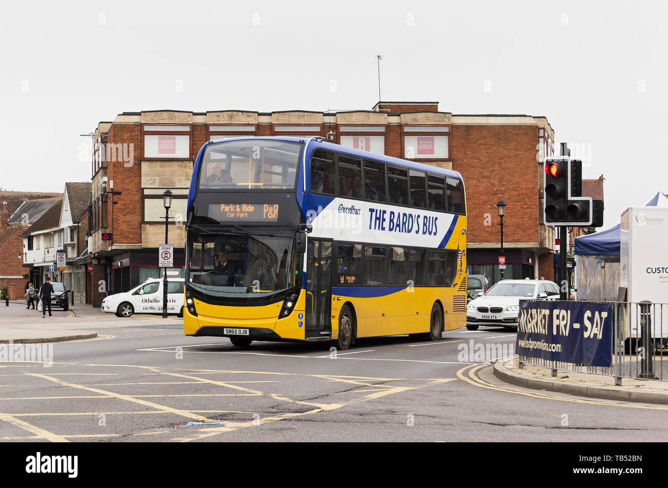 Le Bus du Barde, transport à la Stratford upon Avon, Royaume-Uni Banque D'Images