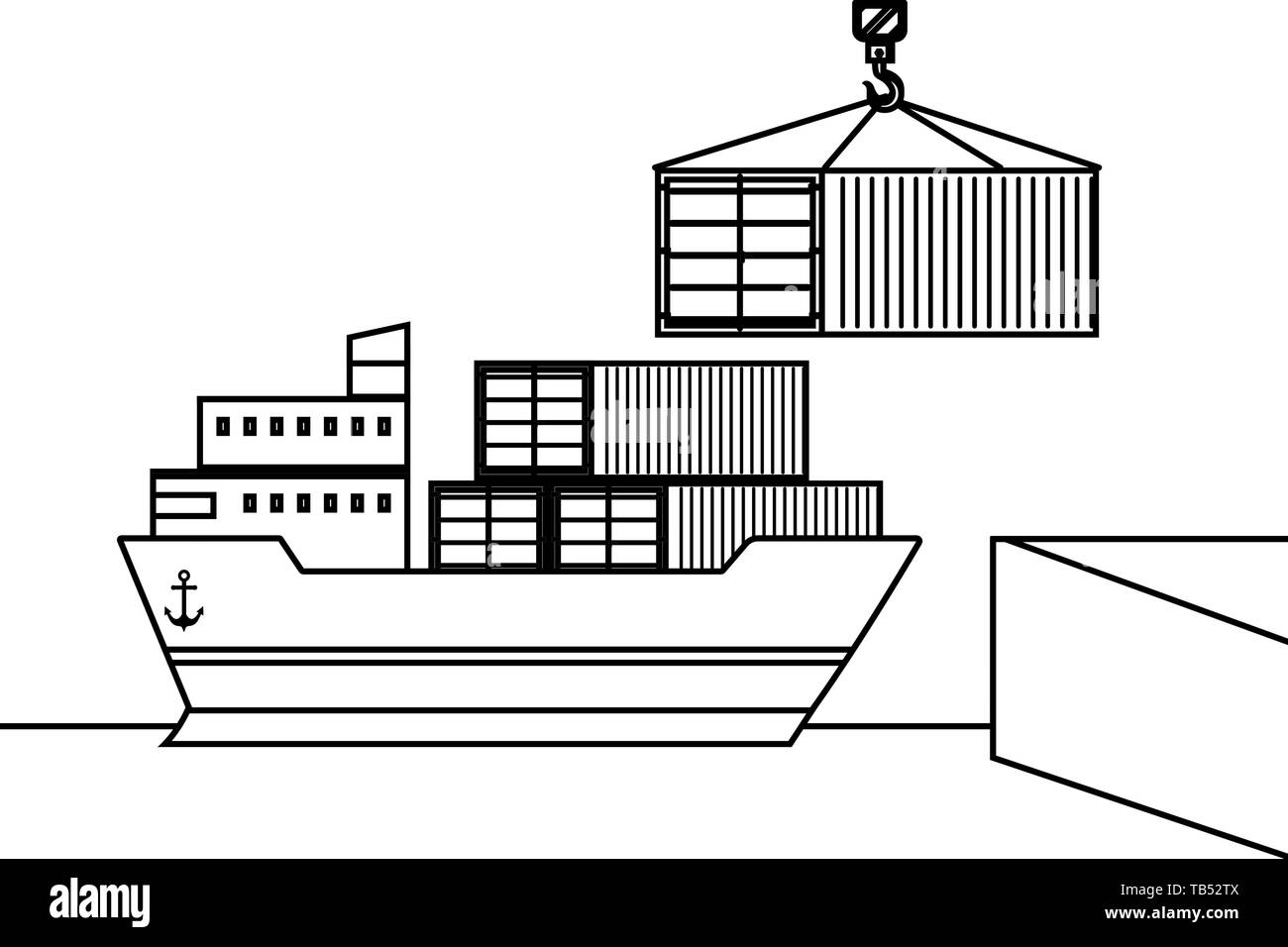 Service de suivi de livraison transport maritime logistic cartoon vector illustration graphic design Illustration de Vecteur