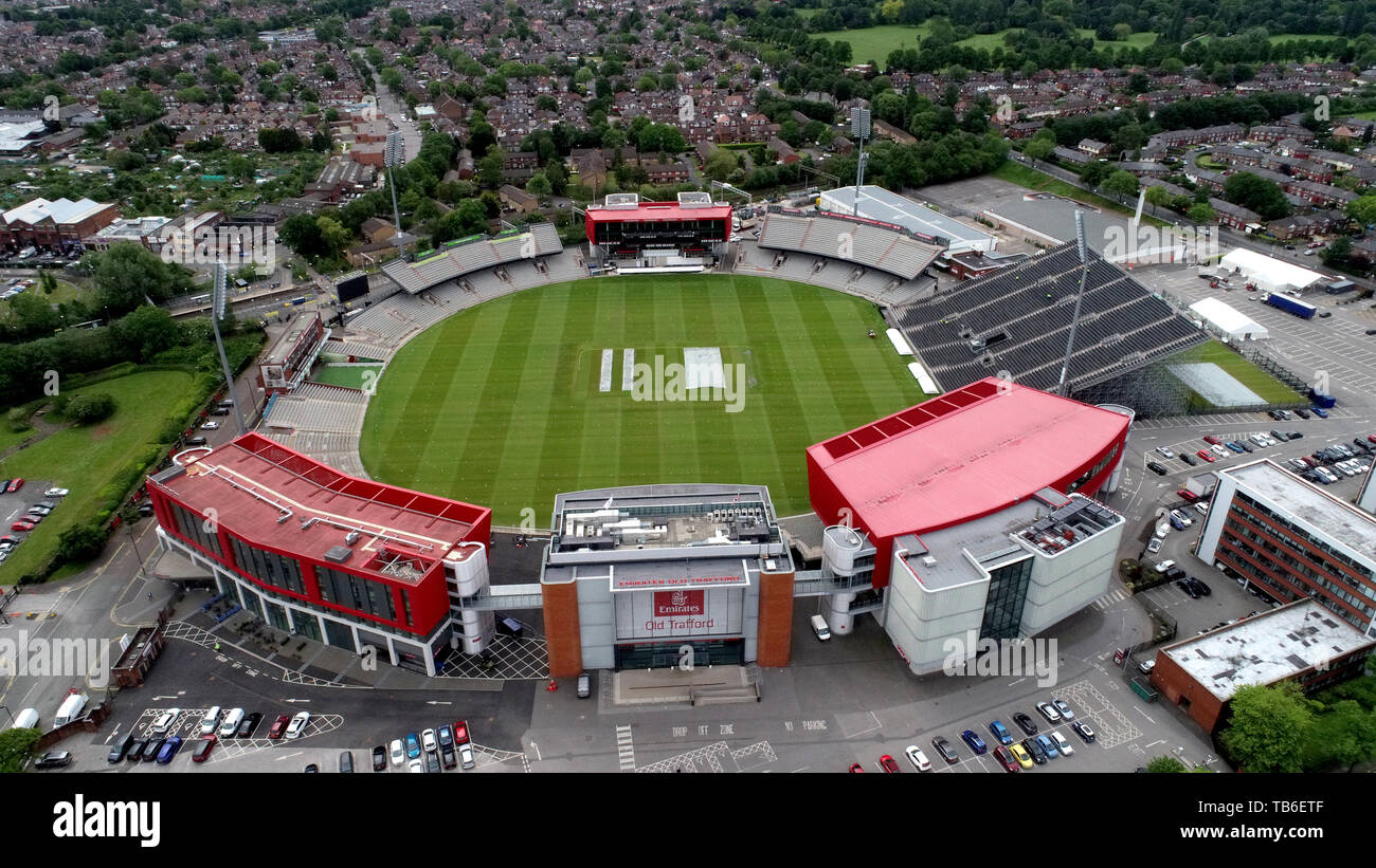 Une vue sur le terrain de cricket Old Trafford capturés à partir d'un drone à Manchester, le 29 mai 2019. MEDIADJI DCIM1000122.JPG Banque D'Images