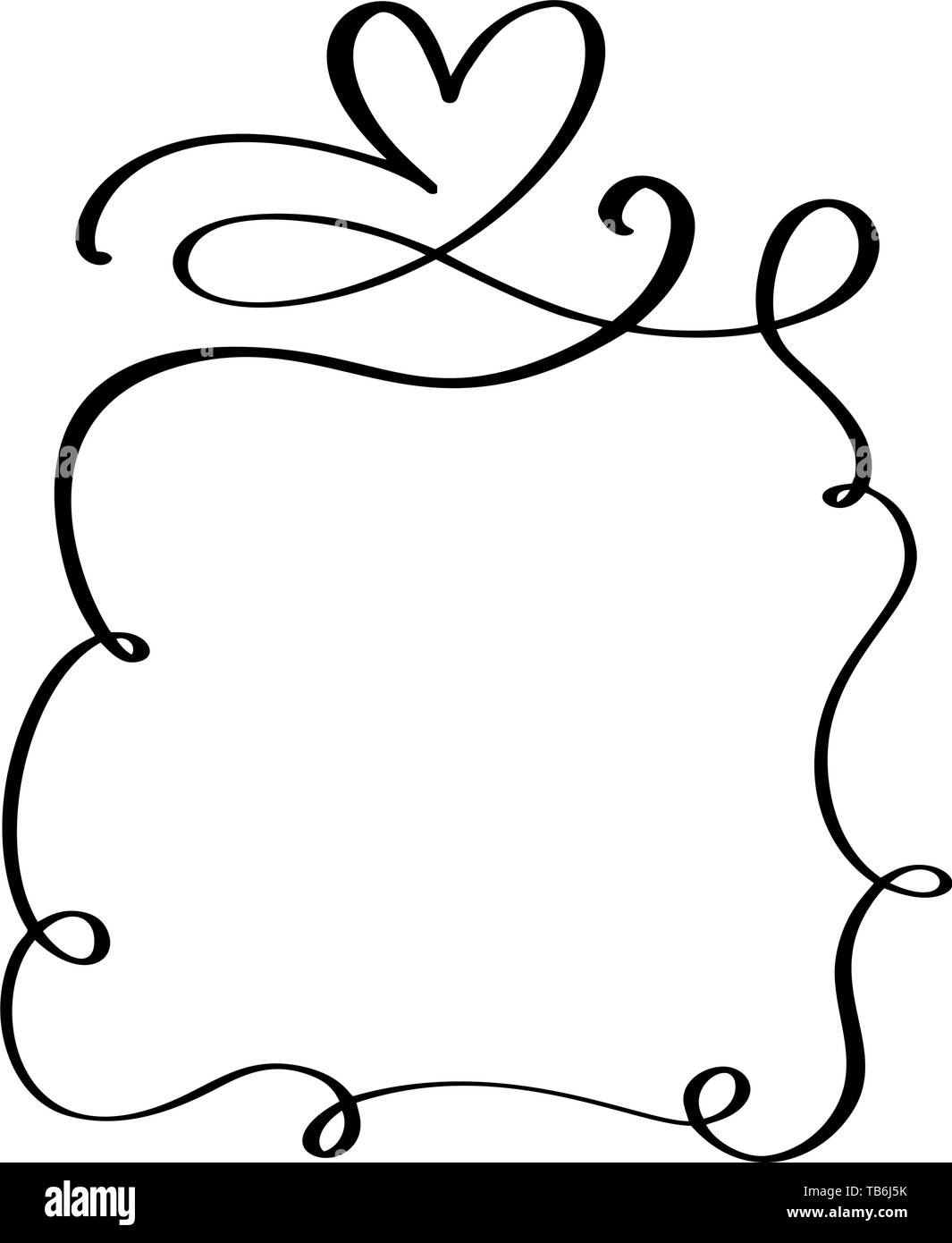 Les cadres vintage dessinés à la main citent avec coeur pour le jour de la Saint Valentin ou l'expression romantique de vacances. Illustration vectorielle de l'épanouissement avec espace pour votre texte Illustration de Vecteur