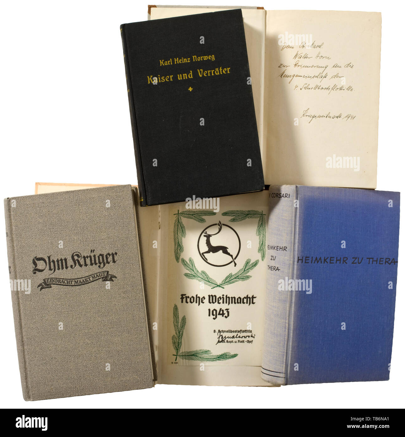 Stabsobermaschinist Walter Horn - documents, photos, livres et documents d'attribution pour la Wehrmacht 4e classe Prix de long service en date du 2 octobre 1936 d'une signature originale à l'encre du Vice-amiral Stobwasser, pour la Croix-Rouge espagnole avec des épées en bronze datée du 6 juin 1939, pour le district de Memel en tant qu'Obermaschinenmaat médaille à bord du navire de guerre « Deutschland datée du 26 octobre 1939, la Médaille commémorative du 1 octobre 1938 en date du 31 décembre 1939 avec un crayon si 20e siècle, Editorial-Use-seulement Banque D'Images