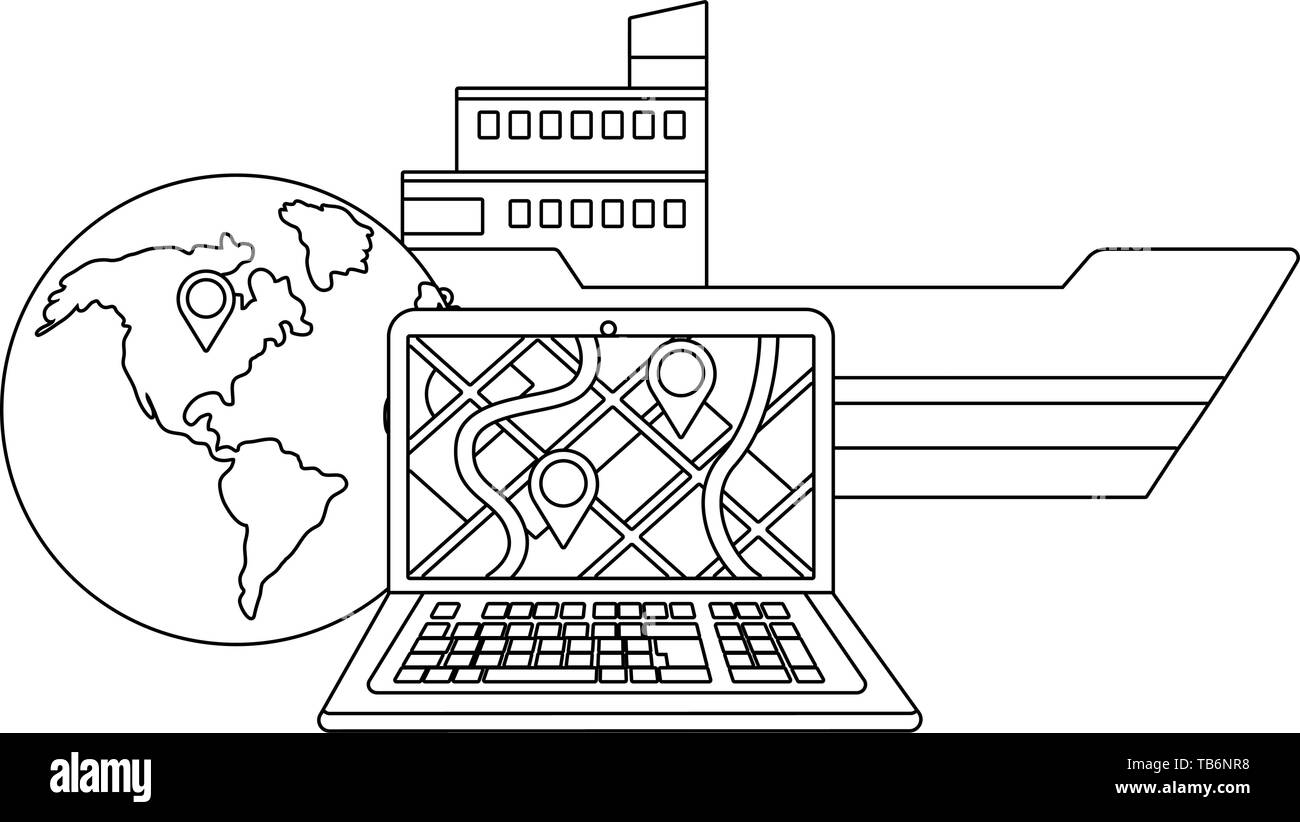 Service de suivi de livraison transport maritime logistic cartoon vector illustration graphic design Illustration de Vecteur