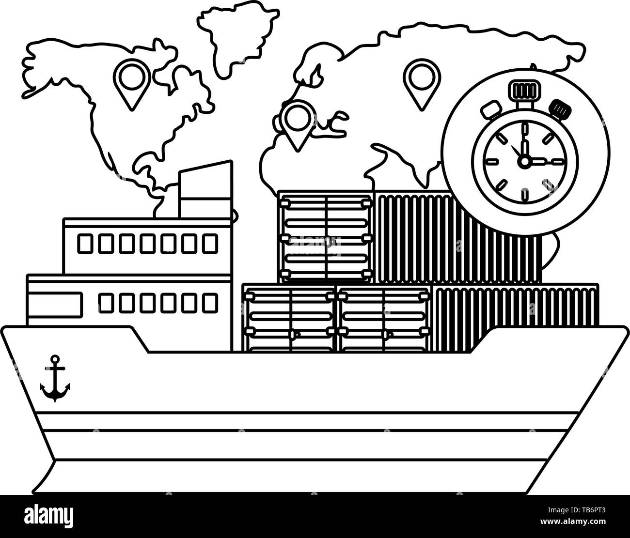 Service de suivi de livraison transport maritime logistic cartoon vector illustration graphic design Illustration de Vecteur