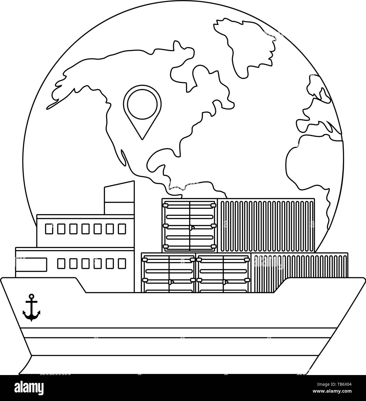 Service de suivi de livraison transport maritime logistic cartoon vector illustration graphic design Illustration de Vecteur