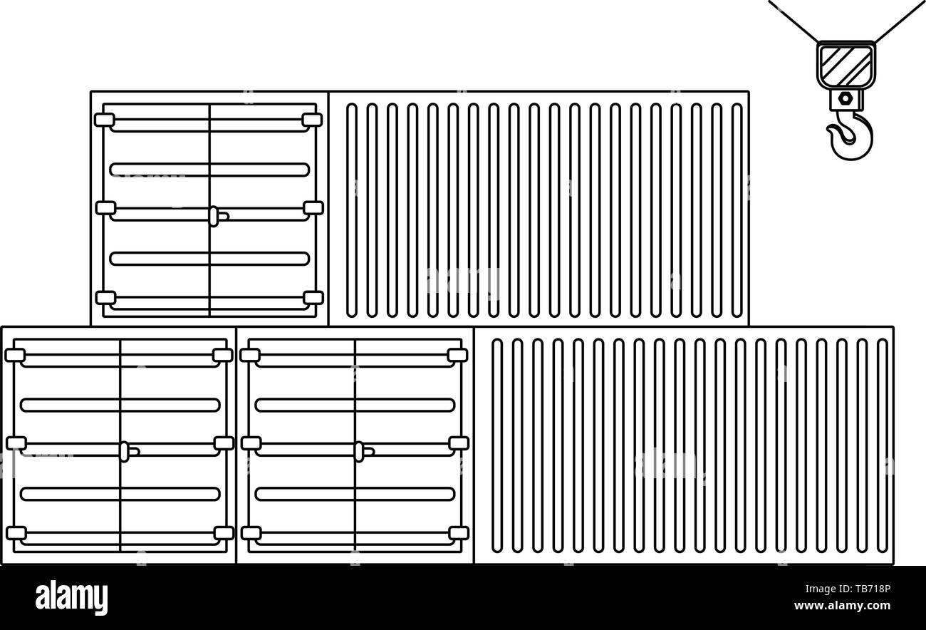 Les conteneurs de fret vecteur icône cartoon illustration graphic design Illustration de Vecteur
