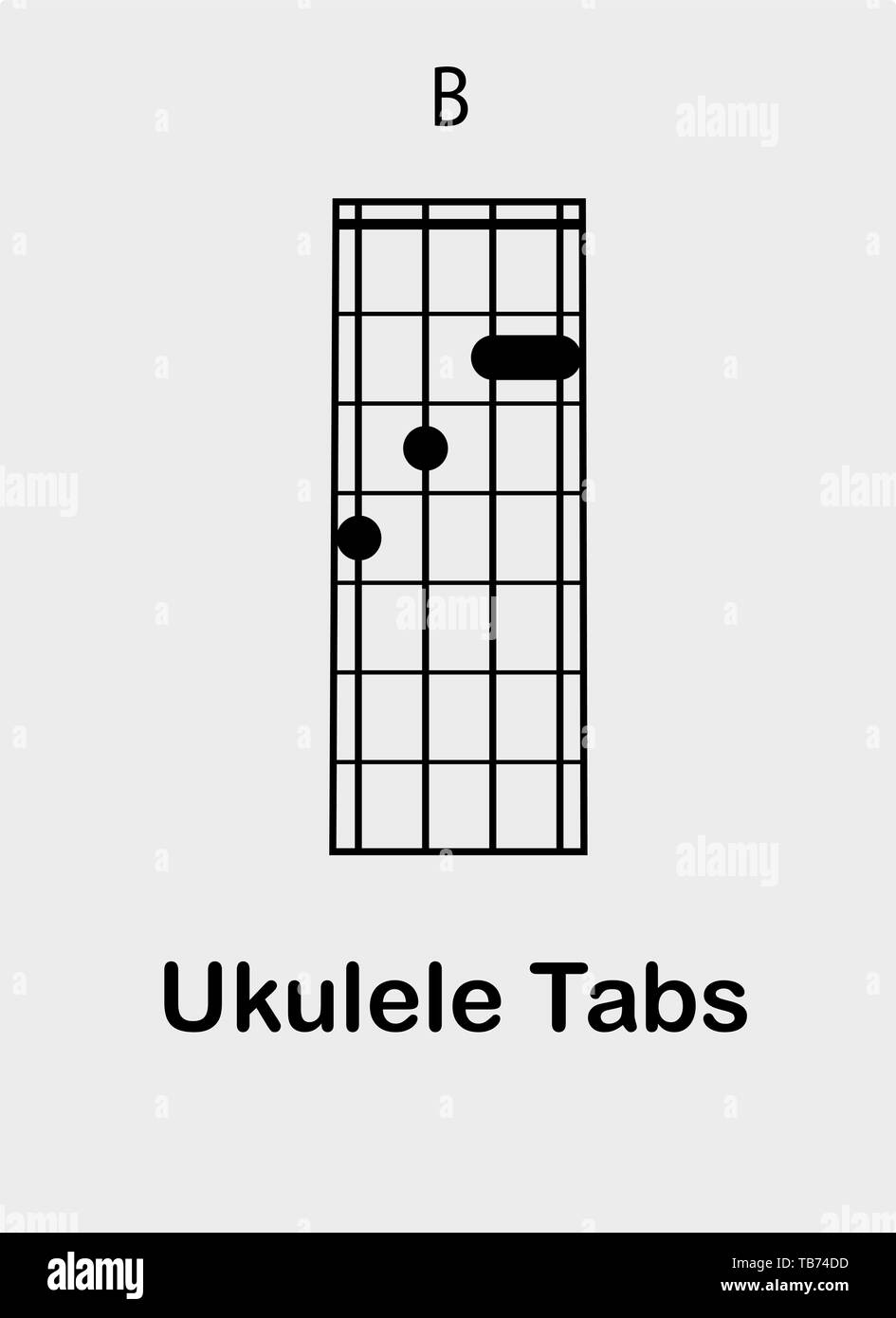 Ukulele avec tabulation B chord, vector illustration Image Vectorielle Stock Alamy
