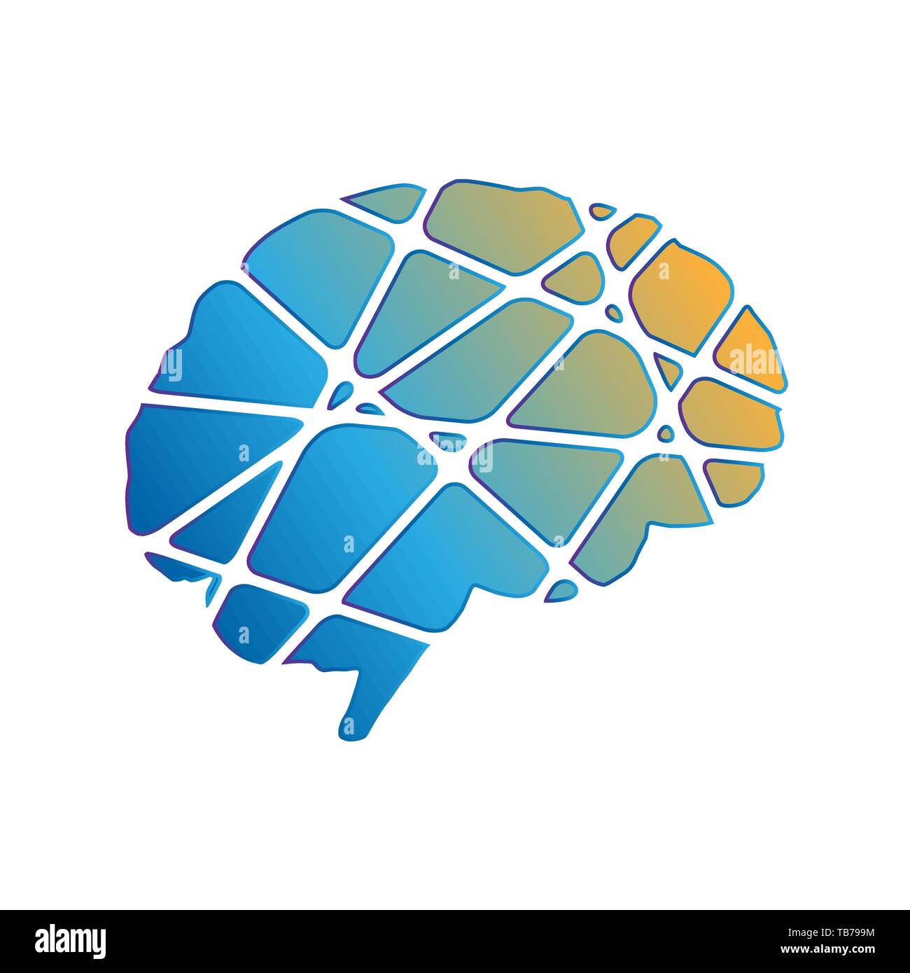 Le côté créatif du cerveau humain, silhouette abstraite de couleurs tendance on white Illustration de Vecteur