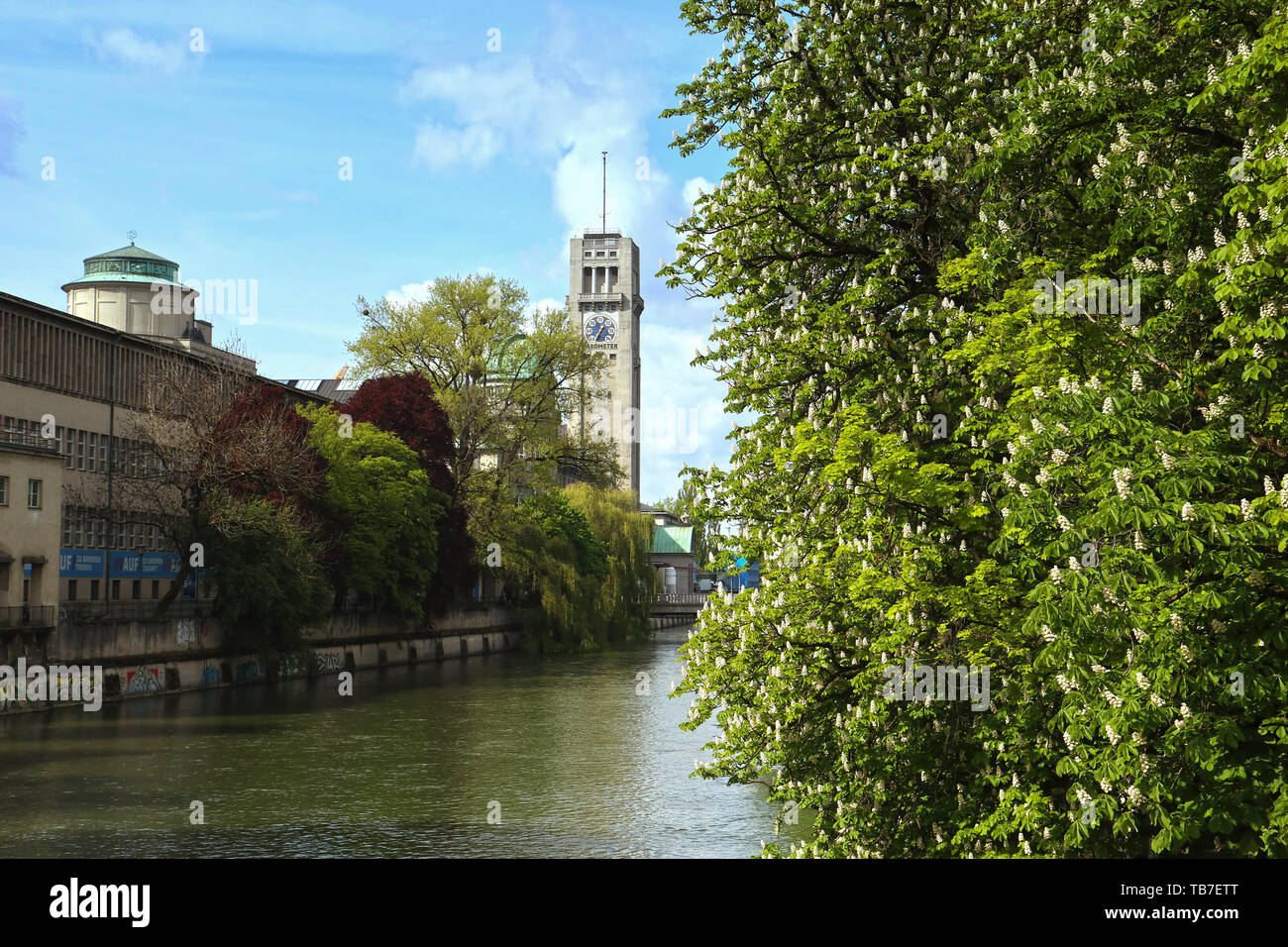 Munich, vue de Deutsches Museum Ludwig de bridge Banque D'Images