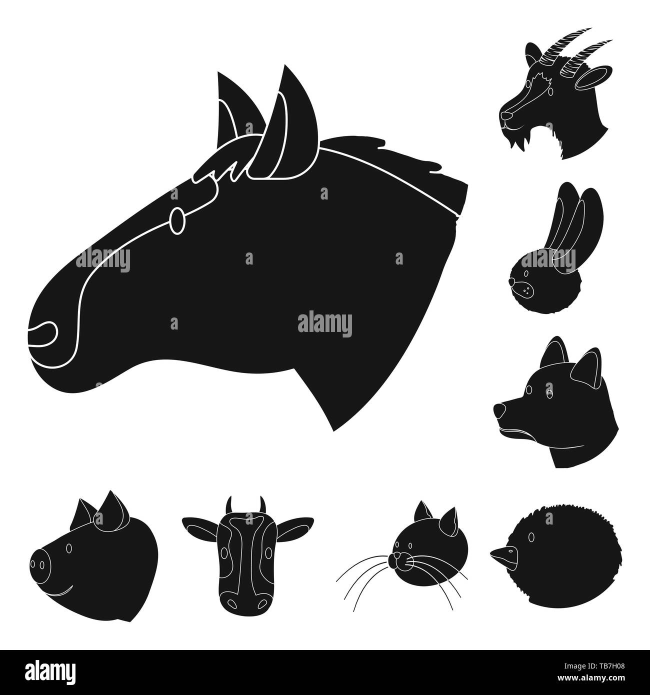 Chien,cheval,Moutons,,Turquie,chèvre,poule,chat,face,lapin,animal,oiseaux,Animaux,chiot chaton, fromage, funny, agneau,élevage, lait, oeufs,de Grâce,bunny,mustang,,race,laine,lait,festival,mignon,ranch,organiques,ferme,tête,alimentaire,maison,campagne,ferme,agriculture,set,reproduction,vector icon,illustration,collection,isolé,design,graphisme,élément,signer,Black,de simples vecteurs vecteur , Illustration de Vecteur