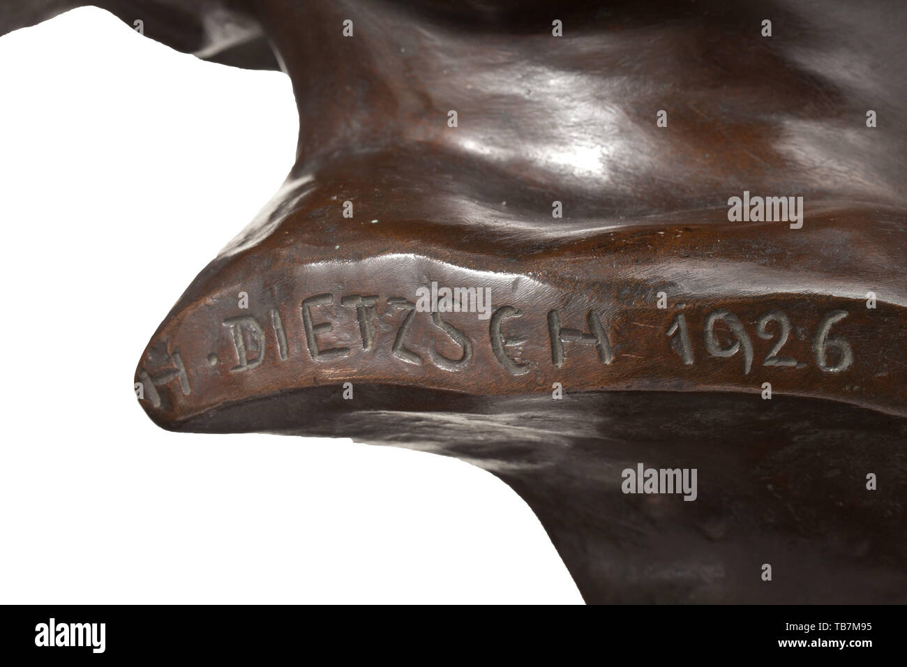 Heinrich Friedrich Dietzsch (1882 - 1956) - un buste en bronze de Frédéric le Grand, buste de bronze, Signée H.Dietzsch latéralement '1926' et 'Dresden avec foundry mark Bildguss 124'. Hauteur totale 46 cm., historique historique du 20ème siècle, Additional-Rights Clearance-Info-Not-Available- Banque D'Images