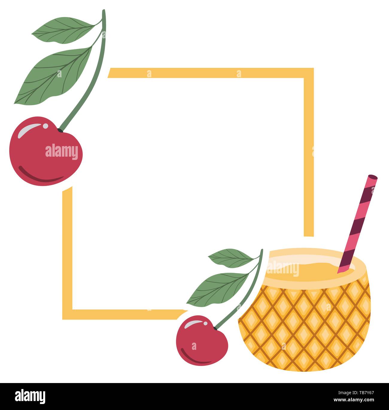 Châssis avec des objets d'été à fond blanc Illustration de Vecteur