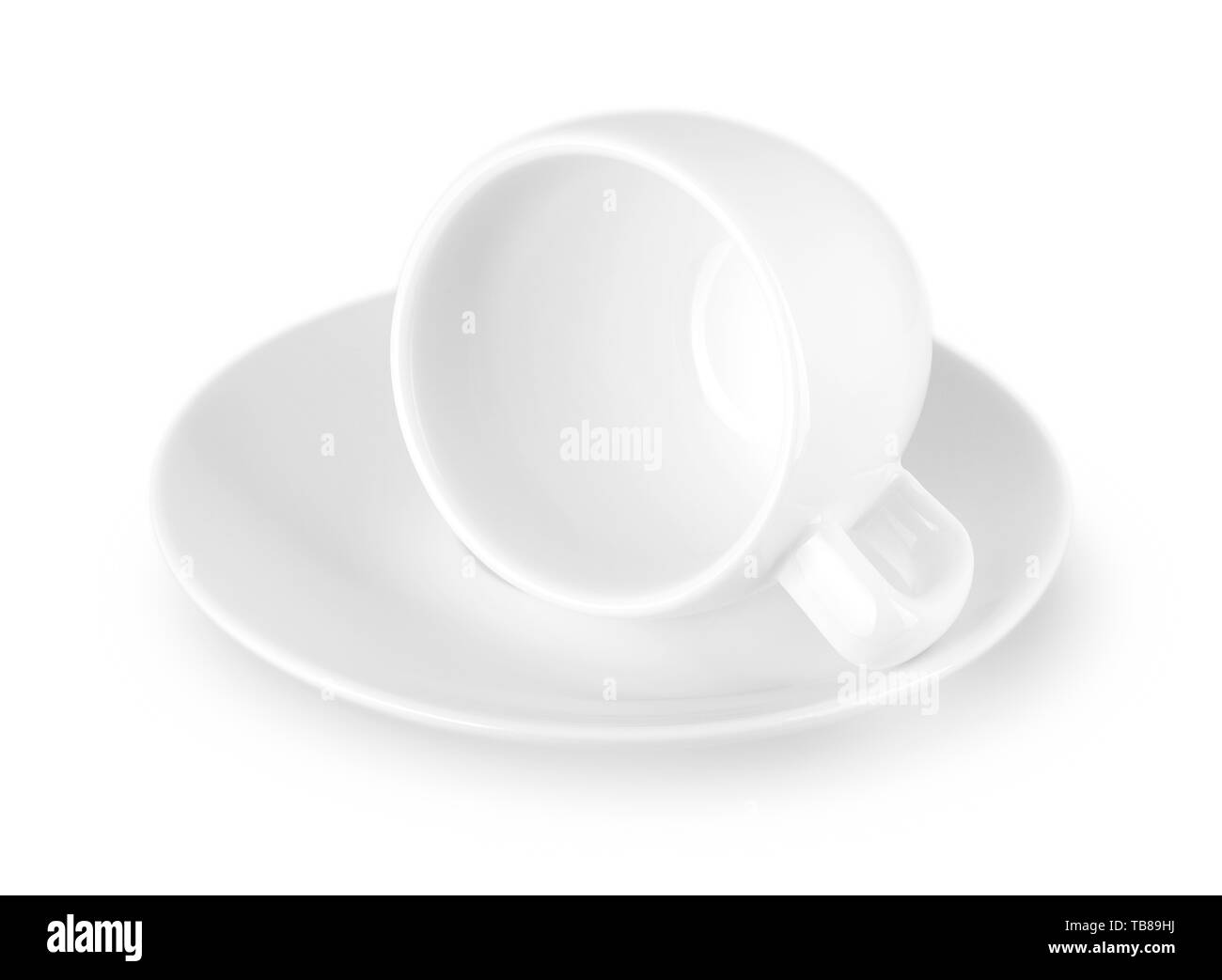 Petite tasse à café blanc isolé sur fond blanc Banque D'Images