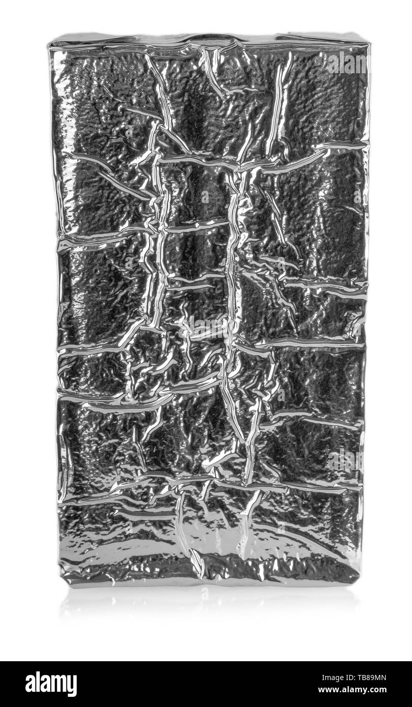 Feuille d'argent sac de nourriture isolé sur fond blanc Banque D'Images