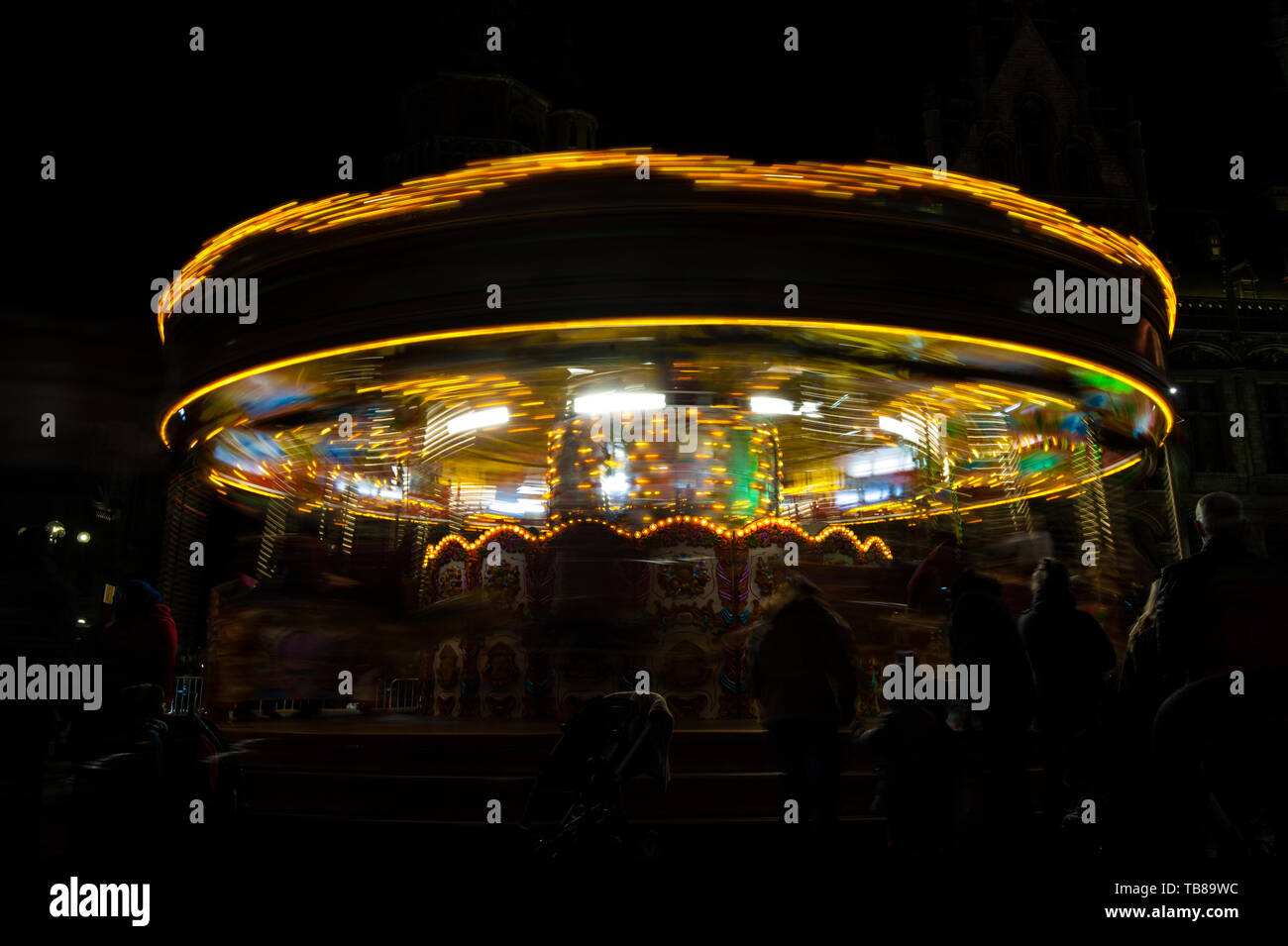 Un manège à l'Gand Marché de Noël Banque D'Images