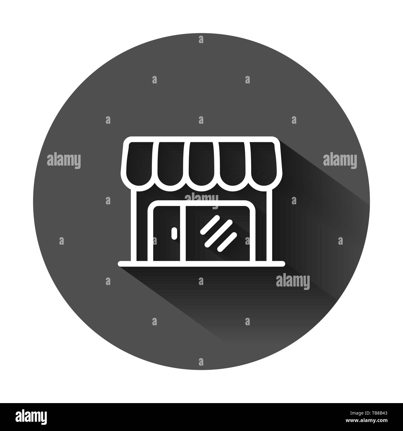 Magasin d'icône dans le style plat. Illustration vecteur de création de boutique sur fond noir avec l'ombre. Boutique marché concept d'entreprise. Illustration de Vecteur