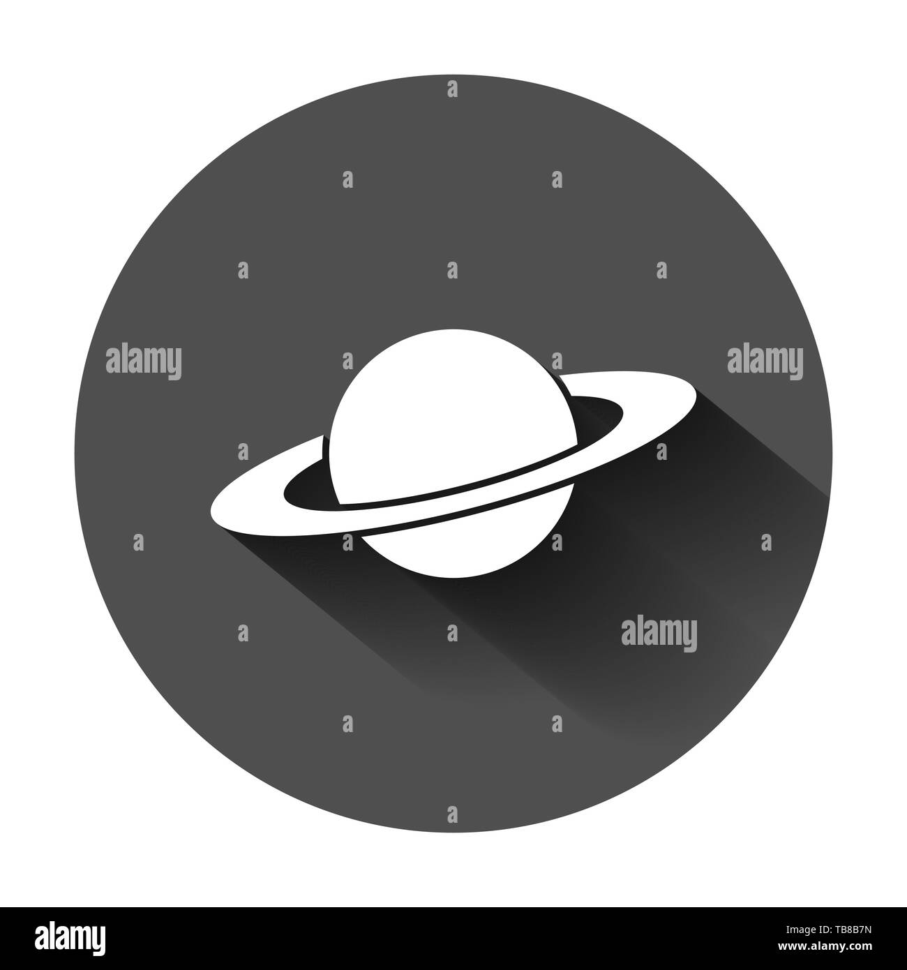 Saturne en icône style plat. Planète vector illustration sur fond noir avec l'ombre. Espace Galaxy concept d'entreprise. Illustration de Vecteur