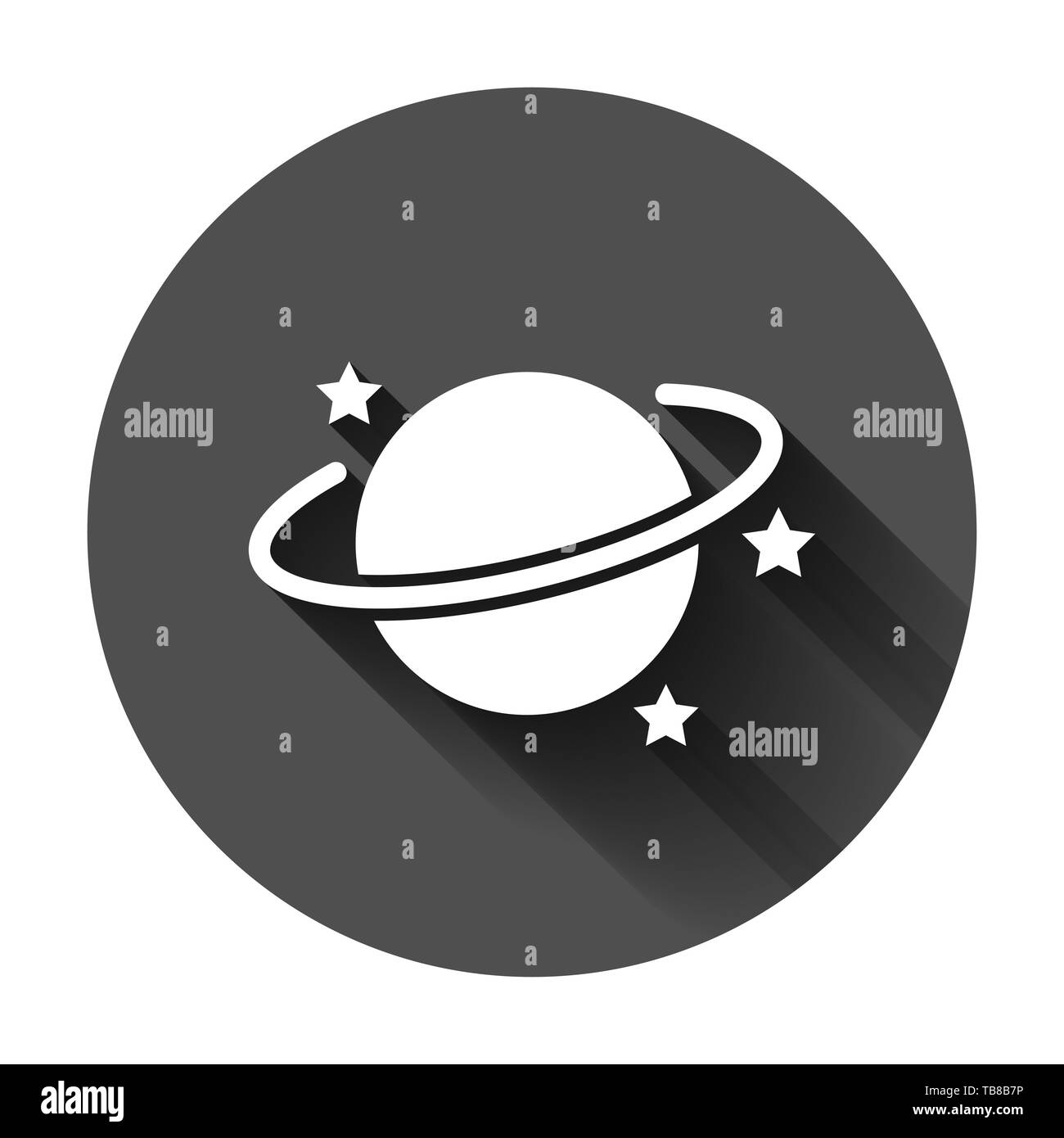 Saturne en icône style plat. Planète vector illustration sur fond noir avec l'ombre. Espace Galaxy concept d'entreprise. Illustration de Vecteur