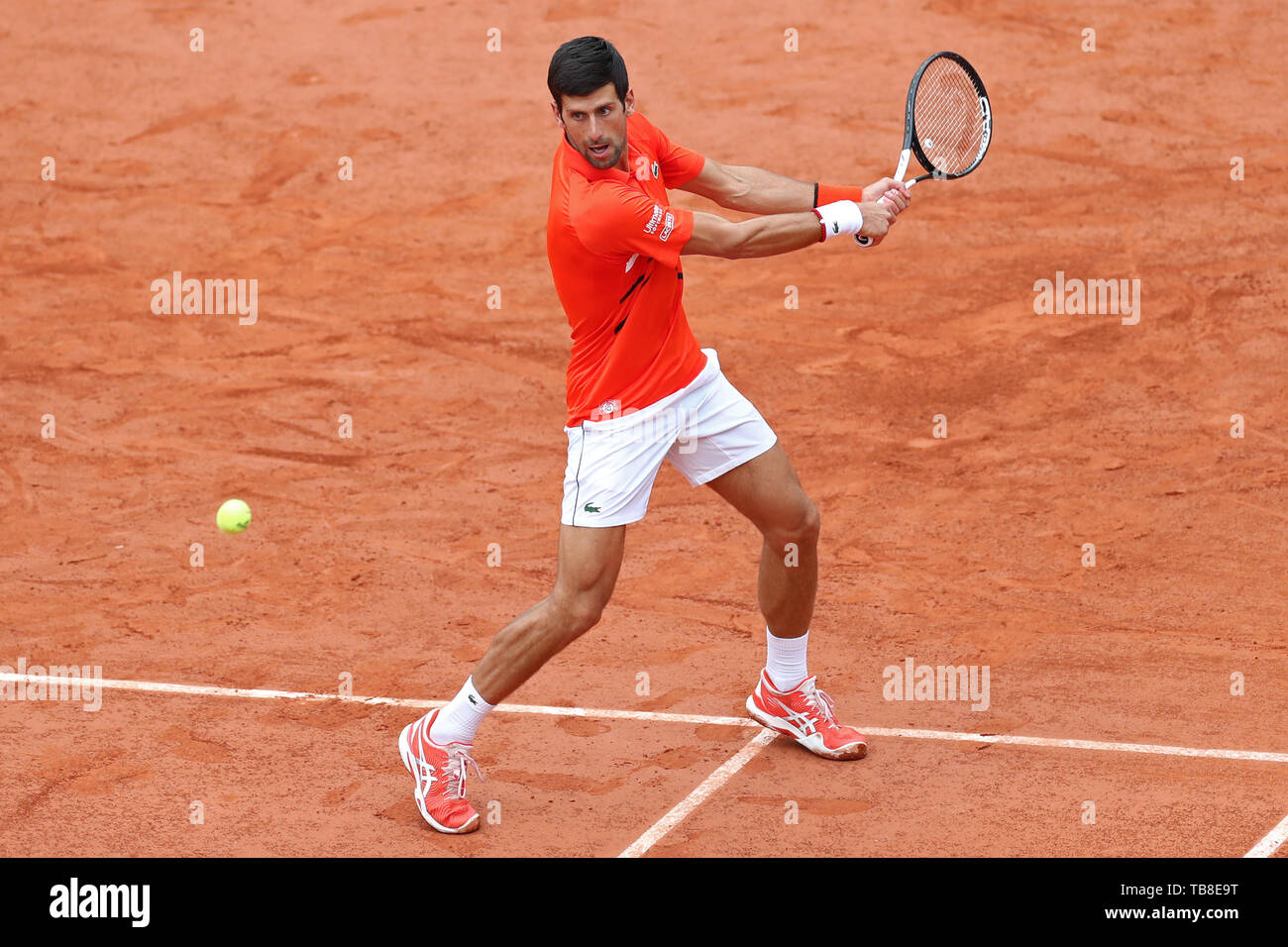 Paris, France 30 mai. Novak Djokovic (SRB) lors de l'Open de France de Tennis au Stade Roland-Garros, Paris le jeudi 30 mai 2019. (Crédit : Jon Bromley | MI News) Banque D'Images