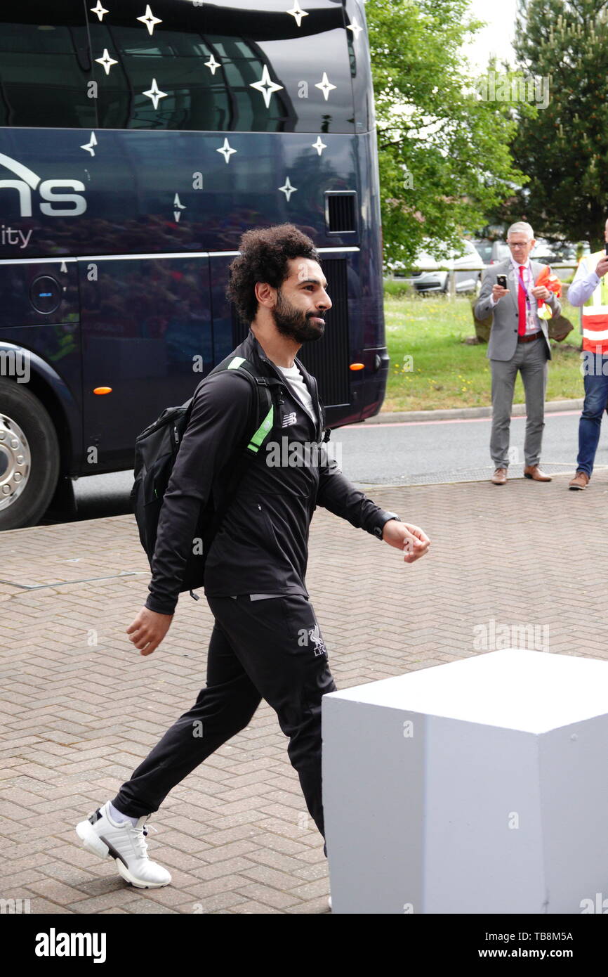 Liverpool UK, 31 mai 2019. Les joueurs arrivent à Liverpool John Lennon Airport à voler à Madrid pour la finale de la Ligue des Champions contre Tottenham, le samedi 1er juin. Credit:Ken Biggs/Alamy Live News. Banque D'Images