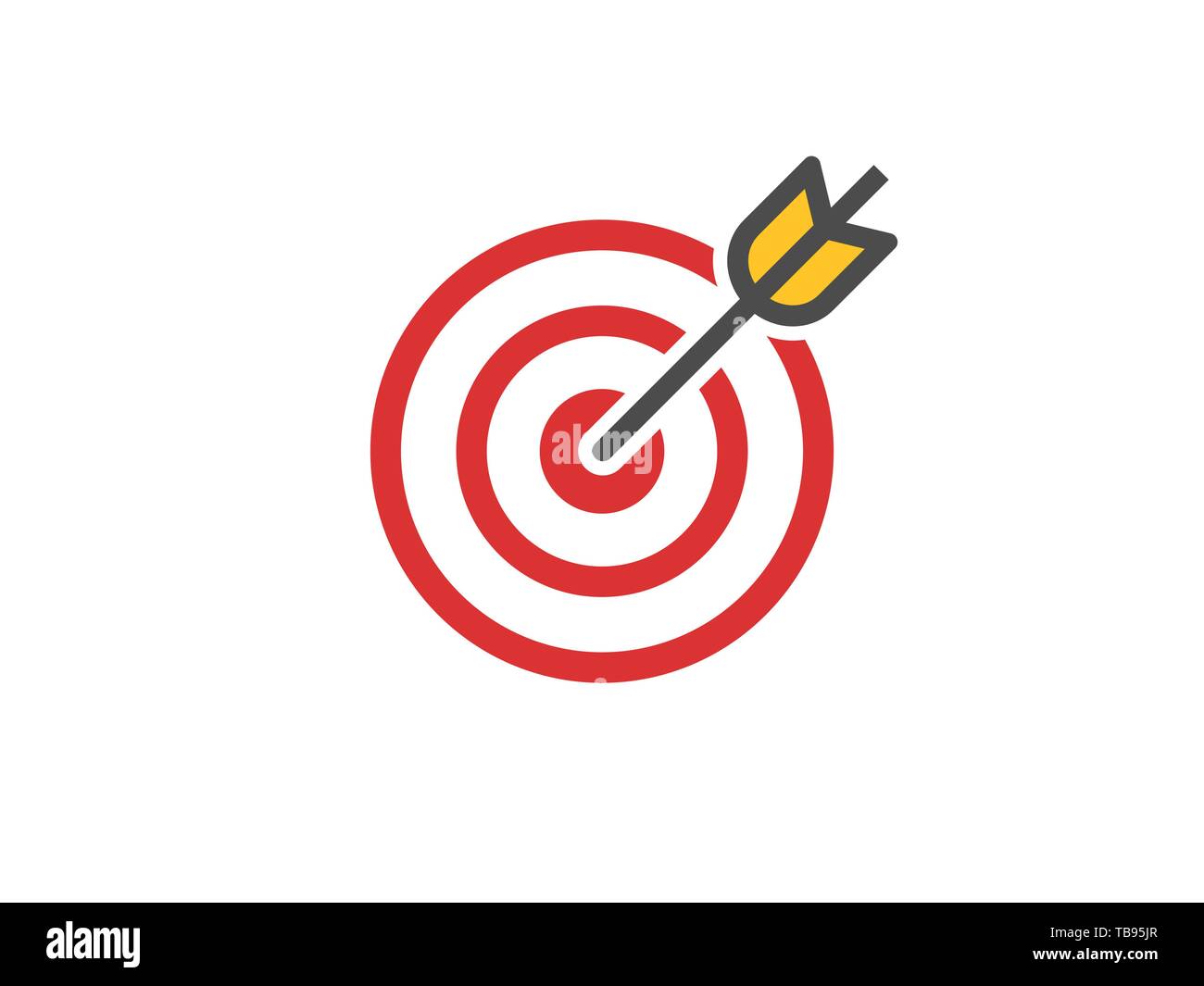Red icône de but. Concept cible et de la flèche. Hit parfait composition. Objectif transversal signe. Logo de succès. Vainqueur absolu. Vector illustration. Illustration de Vecteur