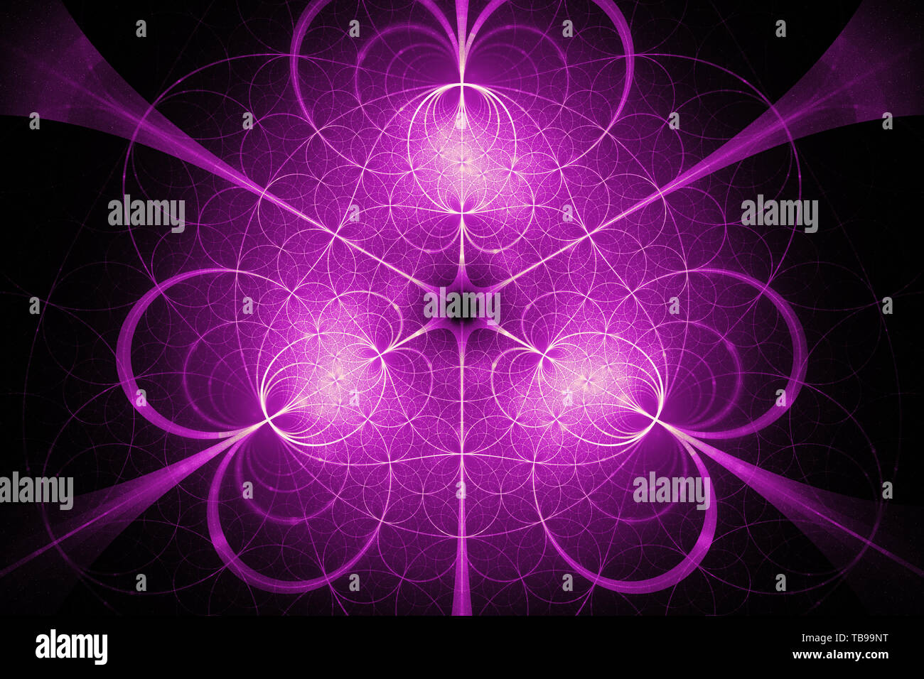Hypertile fractale cercles lumineux rose, générée par ordinateur résumé fond, 3D Rendering Banque D'Images