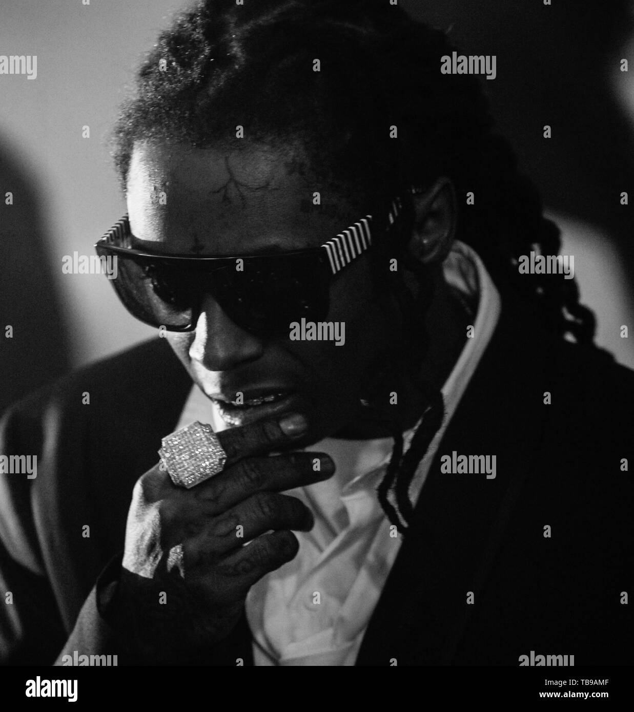 La star du rap Lil Wayne sur l'ensemble de sa musique vidéo 'Prom Queen' à la Birmingham High School‎ à Van Nuys, CA le 13 février 2009. Banque D'Images