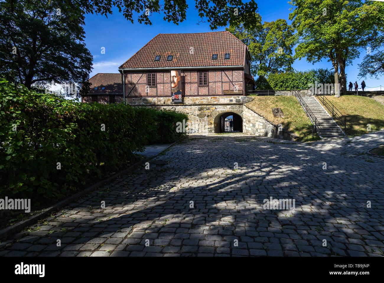 Cour intérieure à l'intérieur de la forteresse, un château médiéval construit pour protéger Oslo Banque D'Images