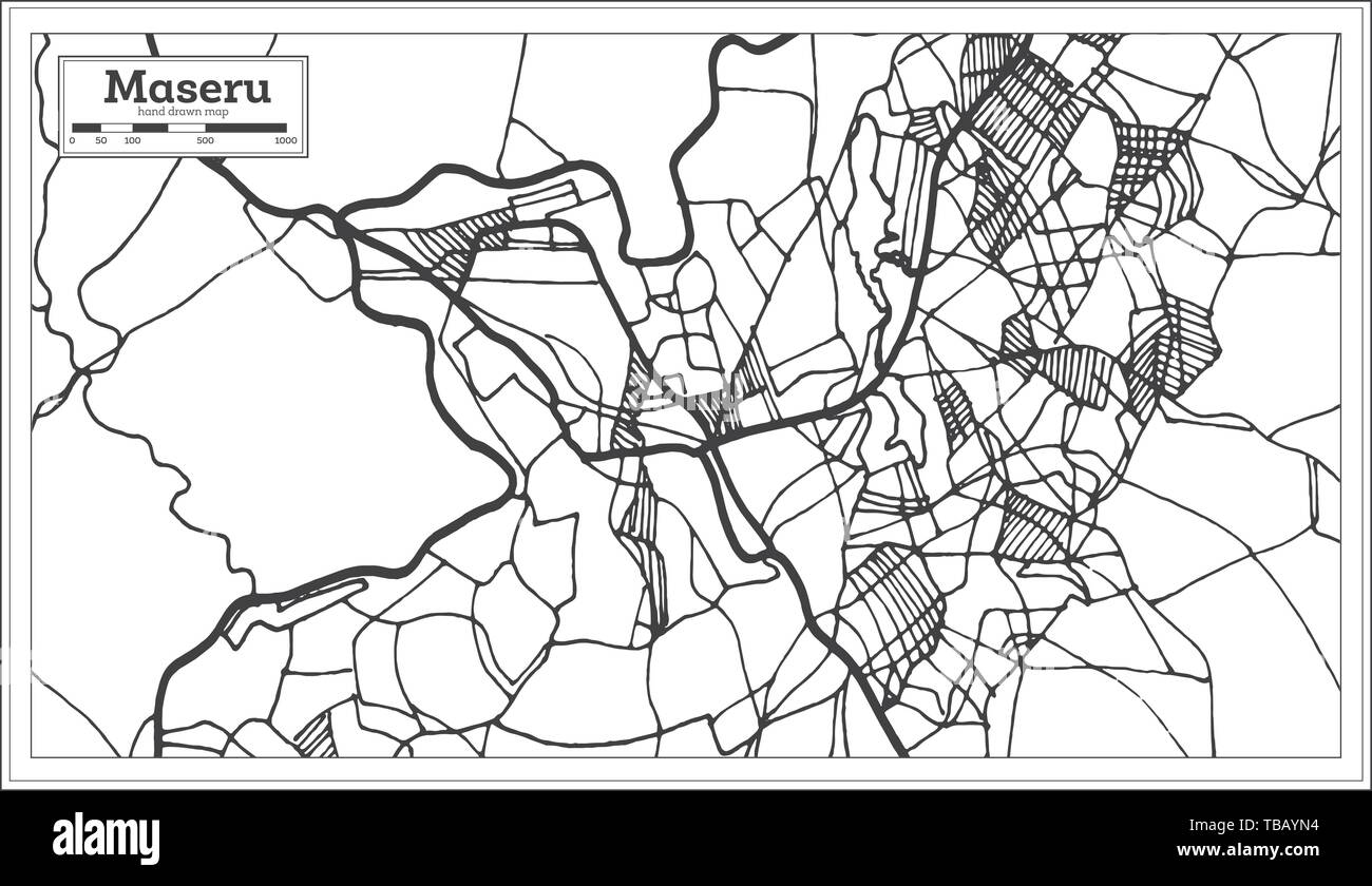 Maseru Lesotho Carte en noir et blanc Couleur. Vector Illustration. Une carte de Noël. Illustration de Vecteur