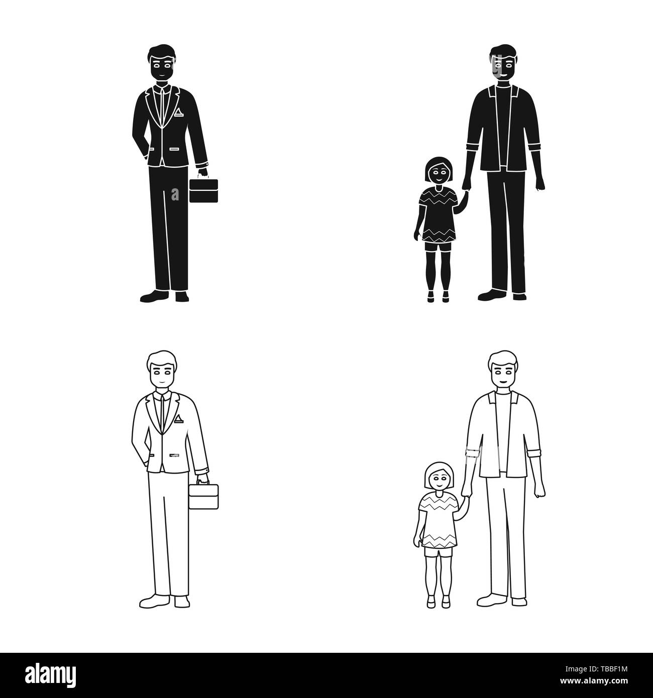 Objet isolé de caractère et avatar logo. Jeu de caractère et l'icône vecteur portrait de stock. Illustration de Vecteur