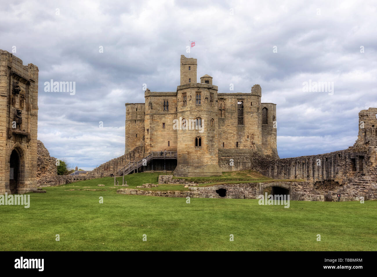 Château de Warkworth, Northumberland, Royaume-Uni, Europe Banque D'Images