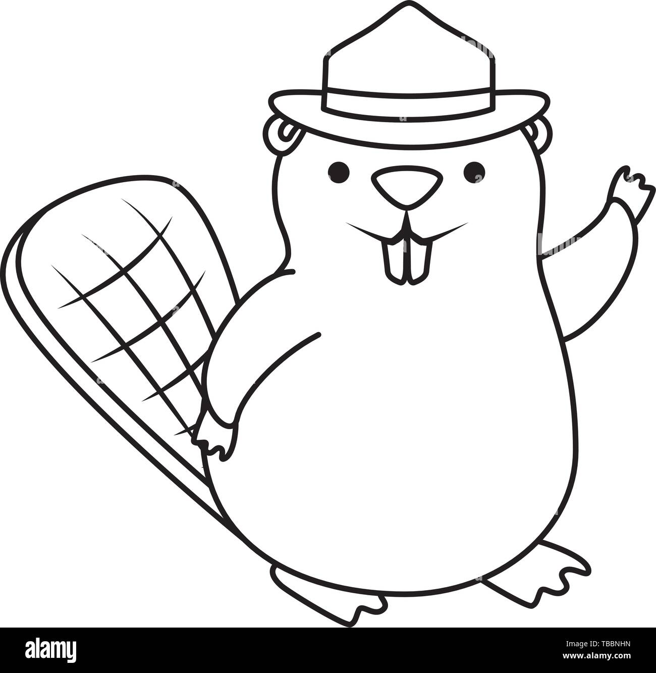 Castor mignon avec ranger hat animal mascotte Illustration de Vecteur