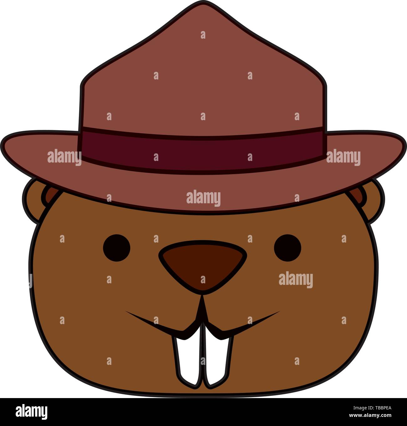 Castor mignon avec ranger hat animal mascotte Illustration de Vecteur
