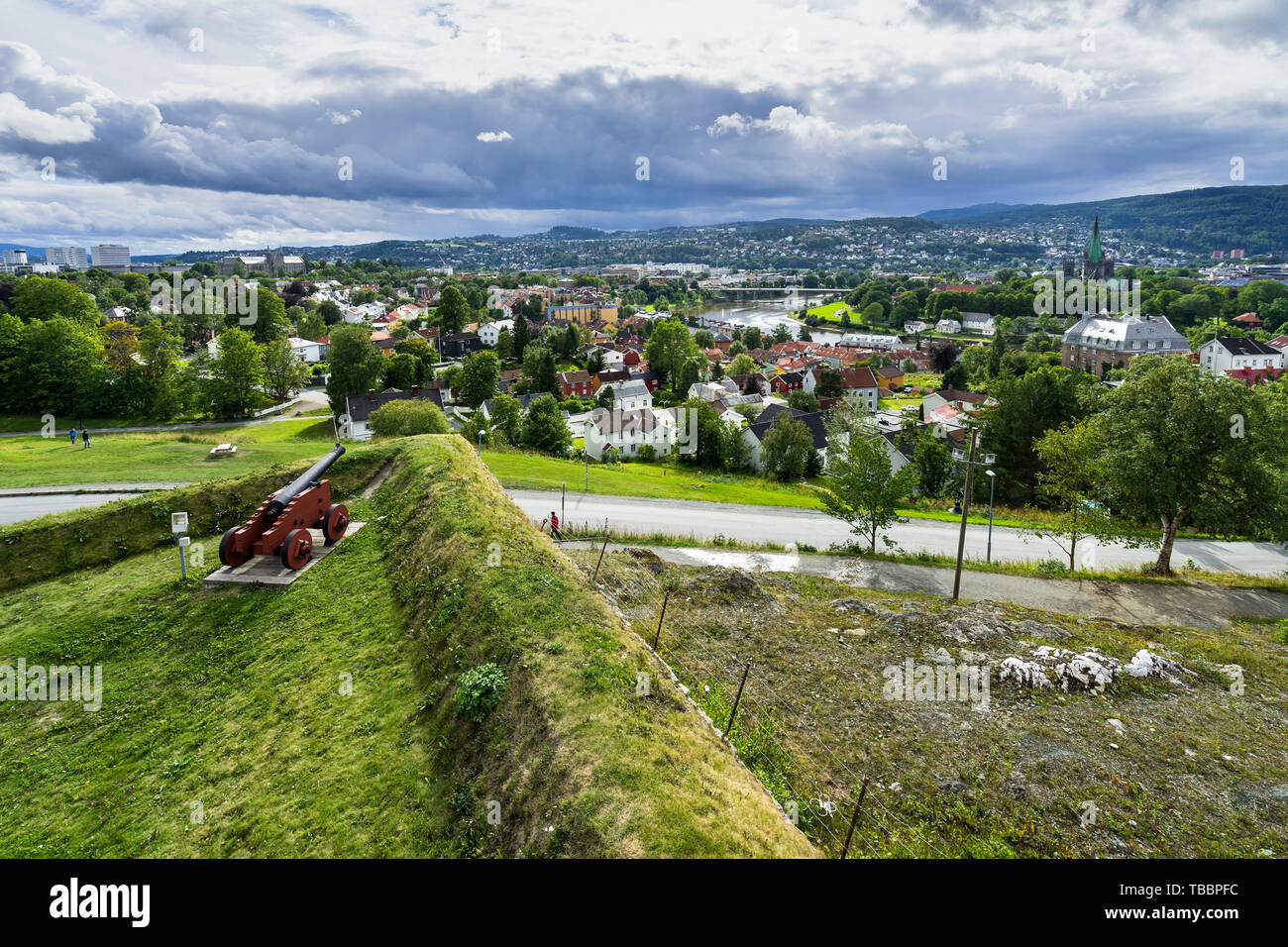 La forteresse de Kristiansten à Trondheim est la meilleure vue de la ville et une attraction touristique populaire, la Norvège Banque D'Images