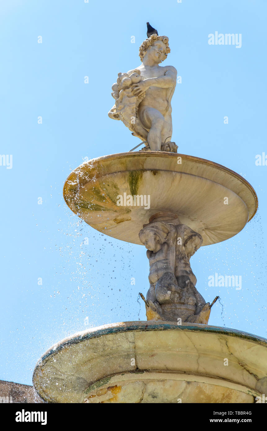 Détails de la fontaine de prétorienne (Italien : Fontana Pretoria) à Palerme, Sicile, Italie Banque D'Images