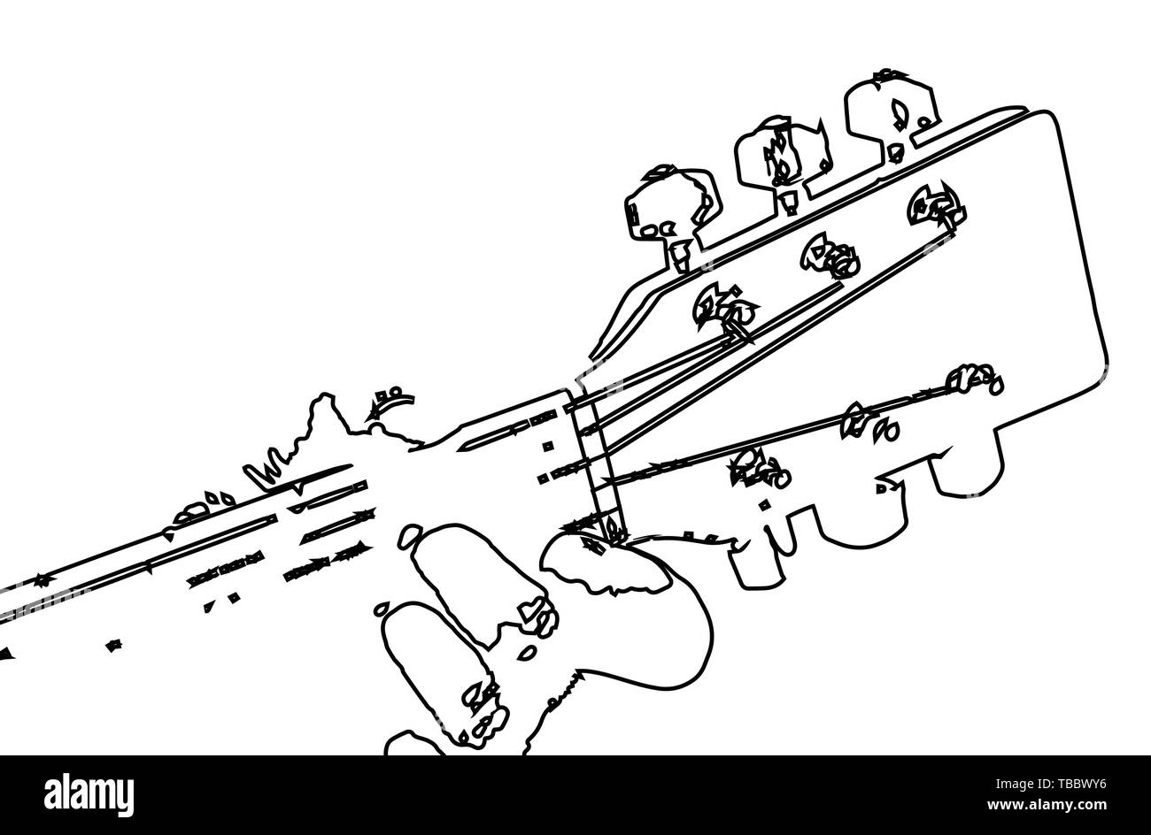 Un manche de guitare avec un accord d'être tracassés. Illustration de Vecteur
