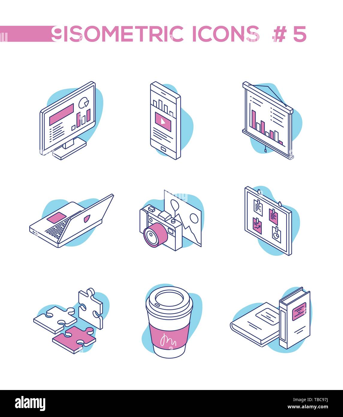 Business Analytics - ligne style design icônes isométrique Illustration de Vecteur