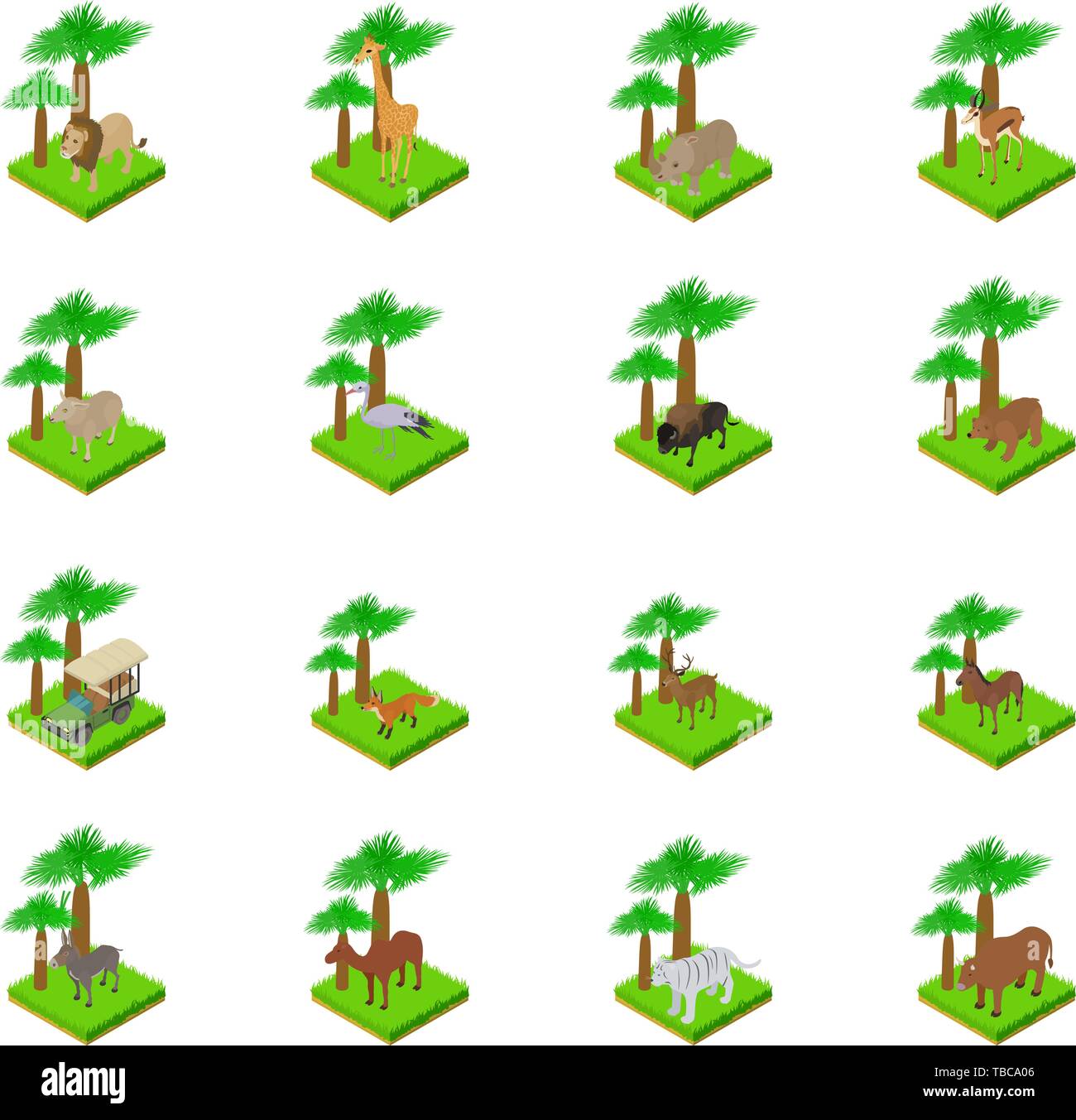Safari icons set, style isométrique Illustration de Vecteur