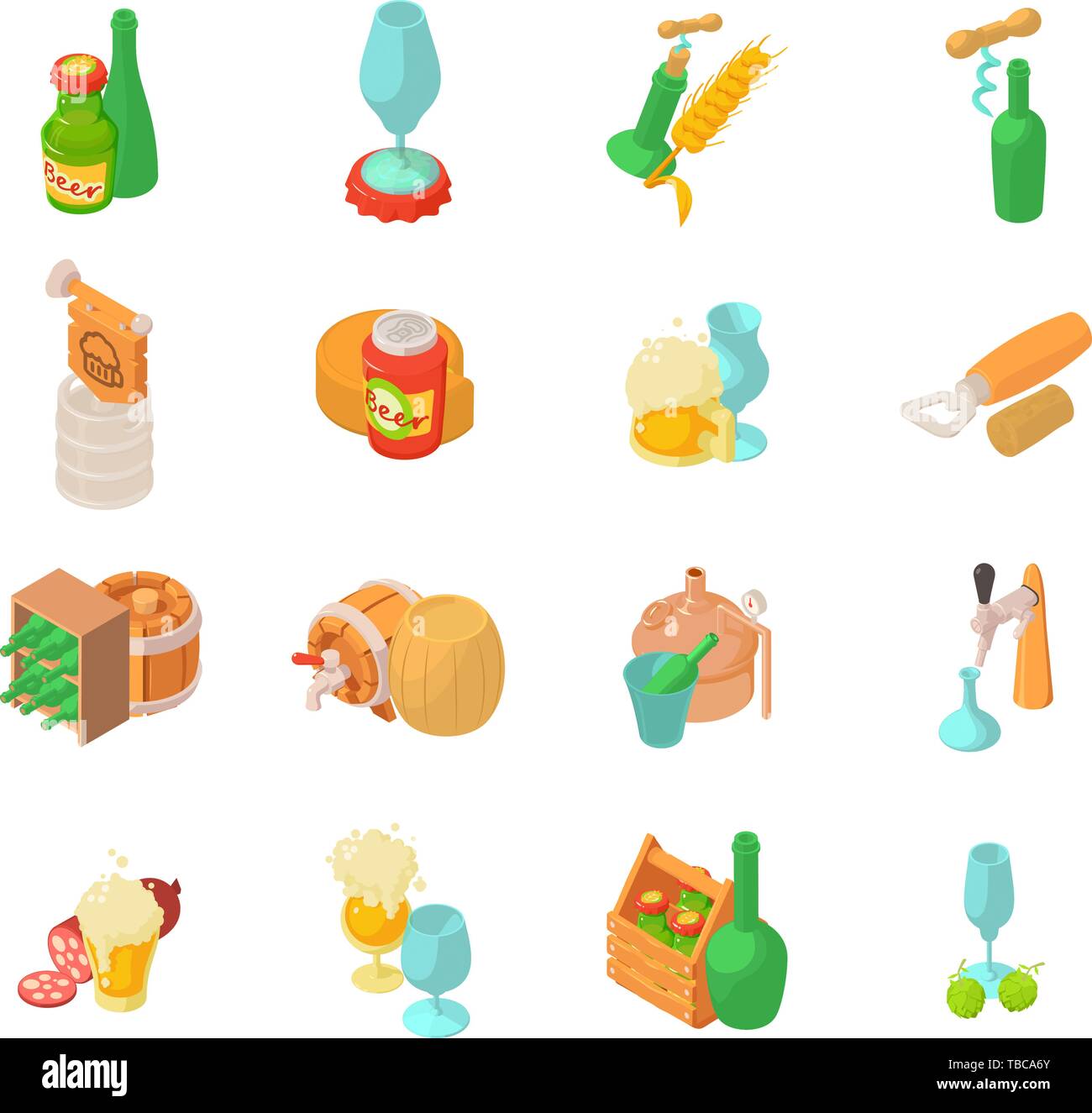 L'alcool tycoon icons set, style isométrique Illustration de Vecteur