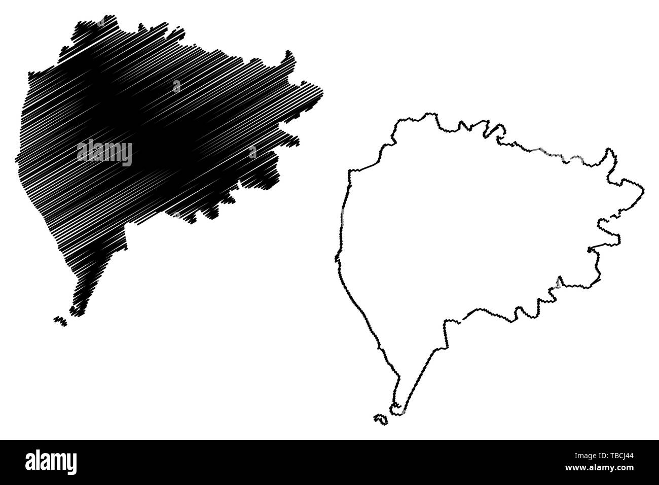 Le gouvernorat de Taiz (gouvernorats de Yémen, République du Yémen) map vector illustration, scribble sketch Ta'izz site Illustration de Vecteur