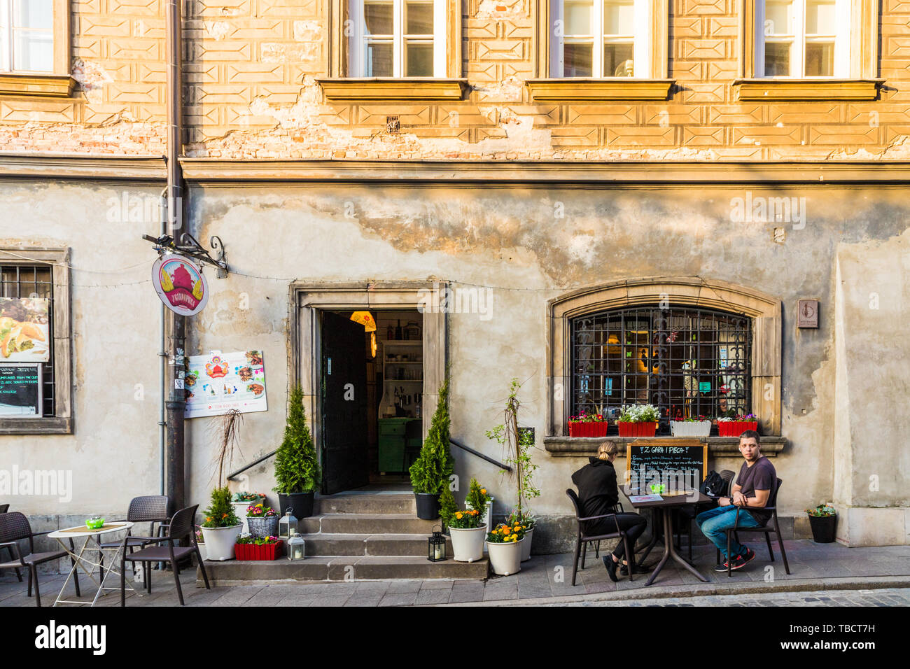 Une vue typique de la vieille ville de Varsovie Pologne Banque D'Images