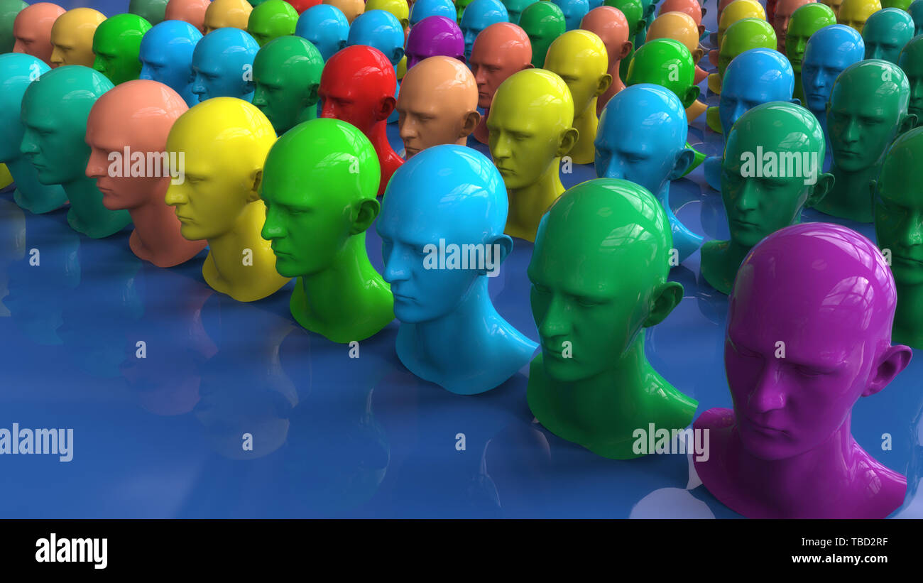 3D render. Silhouettes humanoïdes clonage Banque D'Images