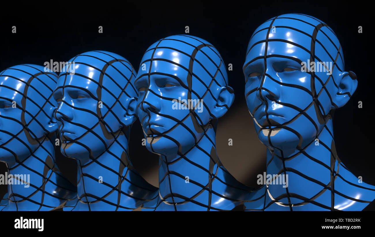 3D render. Silhouettes humanoïdes clonage Banque D'Images