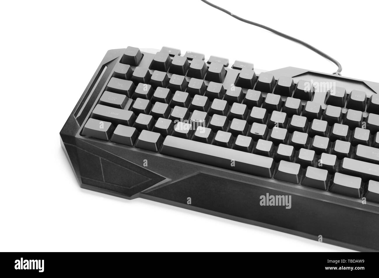 Clavier de jeu PC moderne sur fond blanc Banque D'Images